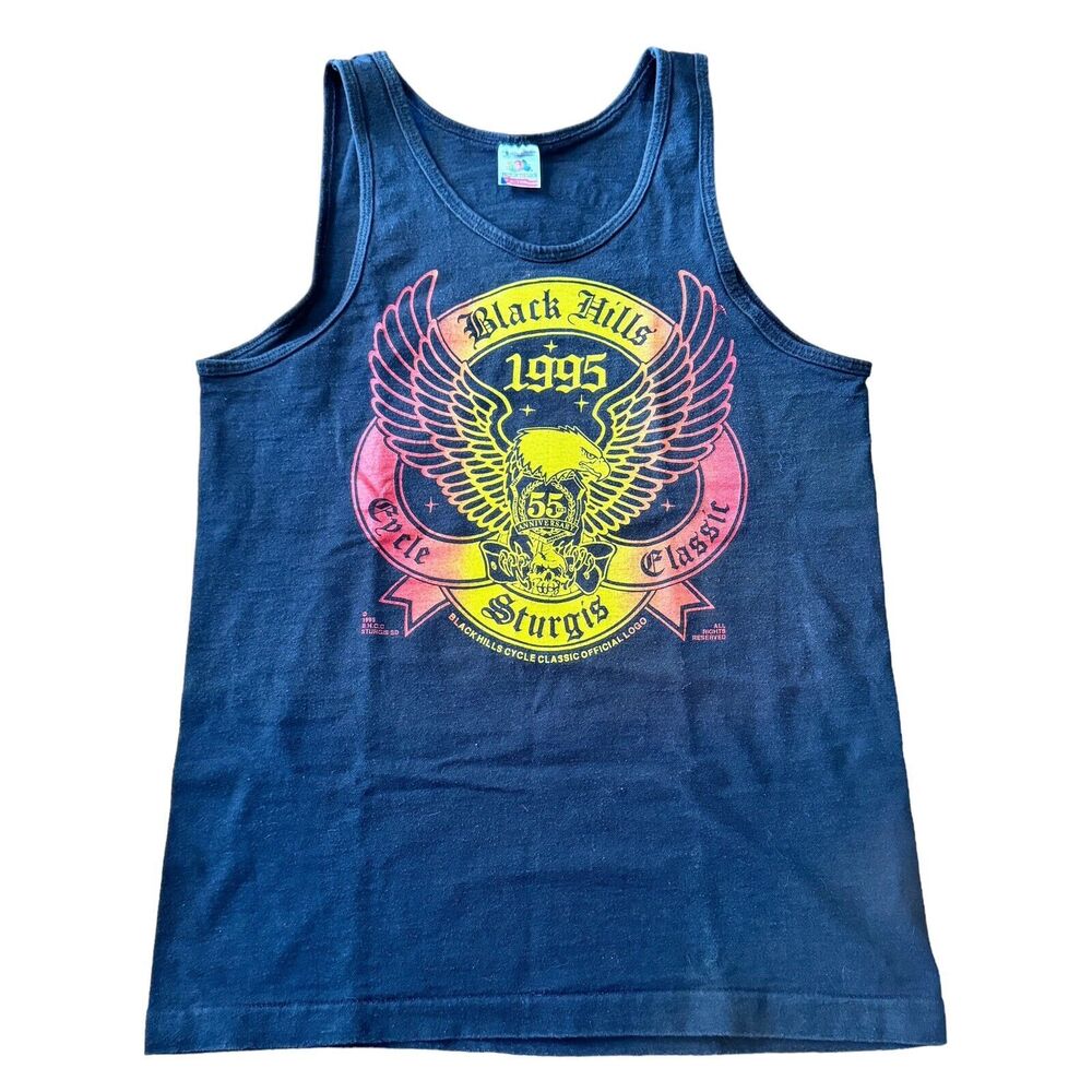 Vintage 1995 Black Hills Cycle Classic Sturgis 55th Anniversary Biker Tank Top S